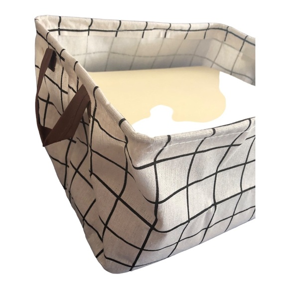 4pack lightweight canvas fabric collapsible storage tote with brown strap FREE - Picture 5 of 11